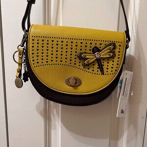 NWT Chala Dragonfly brown & yellow Crossbody Purse Handbag